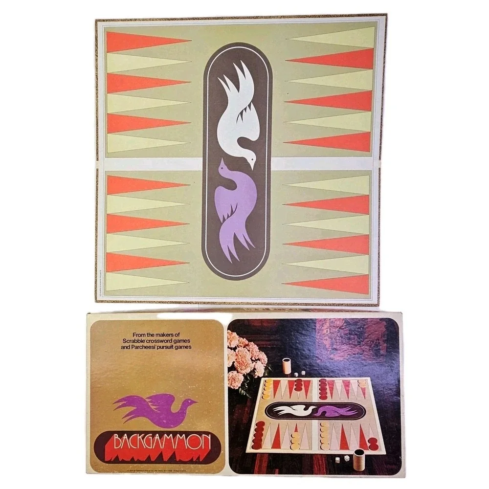 Vintage 1975 Selchow & Righter Backgammon Board Game Retro Bird Design No 1109 - Picture 8 of 11